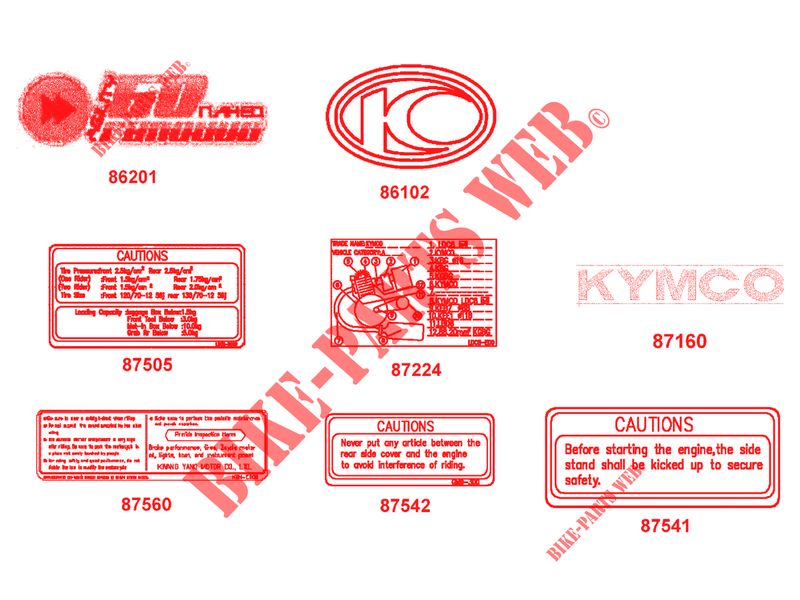 STICKERS V2 voor Kymco AGILITY 50 RS NAKED RENOUVO 2T EURO II
