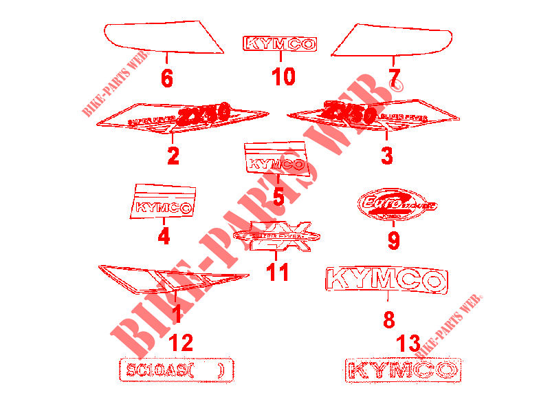 STICKERS voor Kymco ZX 12 50 2T EURO I SUPER FEVER