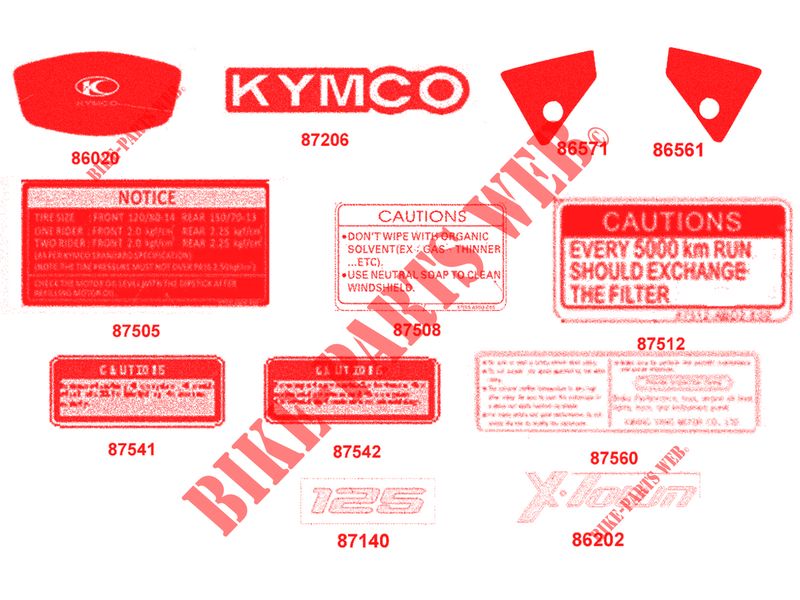 STICKERS voor Kymco XTOWN 125 I CBS EURO 4