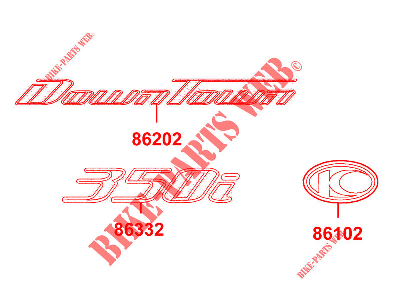 STICKERS voor Kymco DOWNTOWN 350 I ABS EURO 4