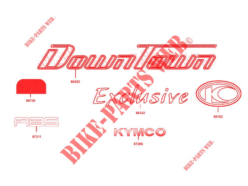 STICKERS voor Kymco DOWNTOWN125 I ABS EXCLUSIVE EURO 4