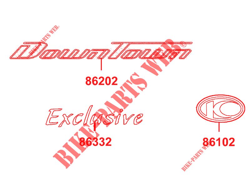 STICKERS voor Kymco DOWNTOWN 350 I ABS EXCLUSIVE EURO 4
