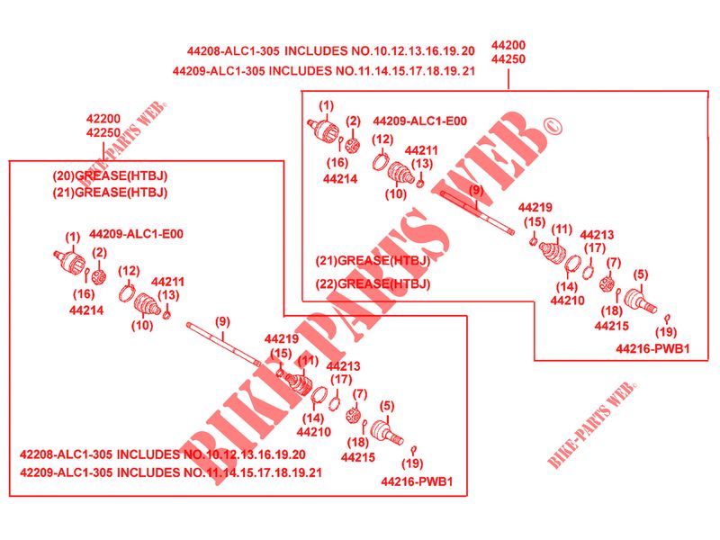 AANDRIJFAS (DETAIL) voor Kymco MXU 700I EX EPS IRS 4T EURO 4