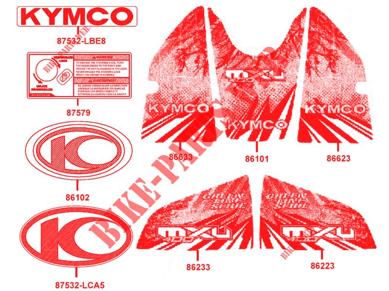 STICKERS voor Kymco MXU 400 IRS GREEN LINE 4T EURO II