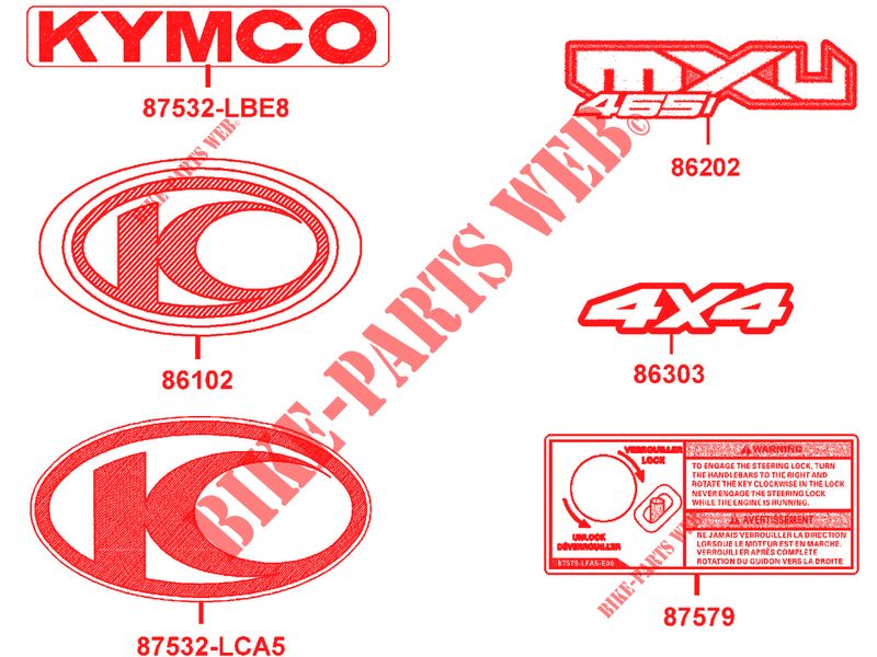 STICKERS voor Kymco MXU 465 IRS 4T EURO 4