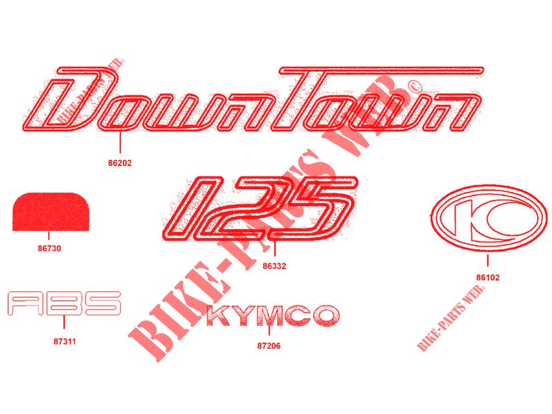 STICKERS voor Kymco DOWNTOWN 125 I ABS EURO 3