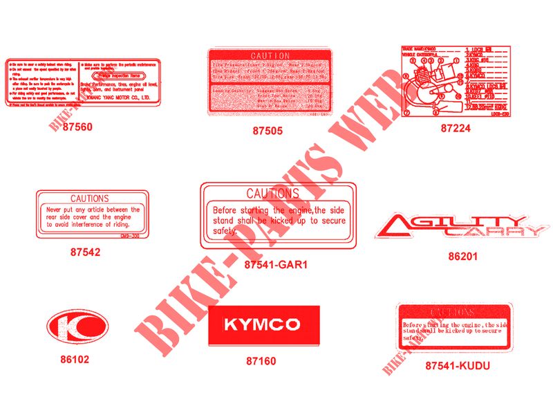 STICKERS / LABELS voor Kymco AGILITY CARRY 125I CBS E4