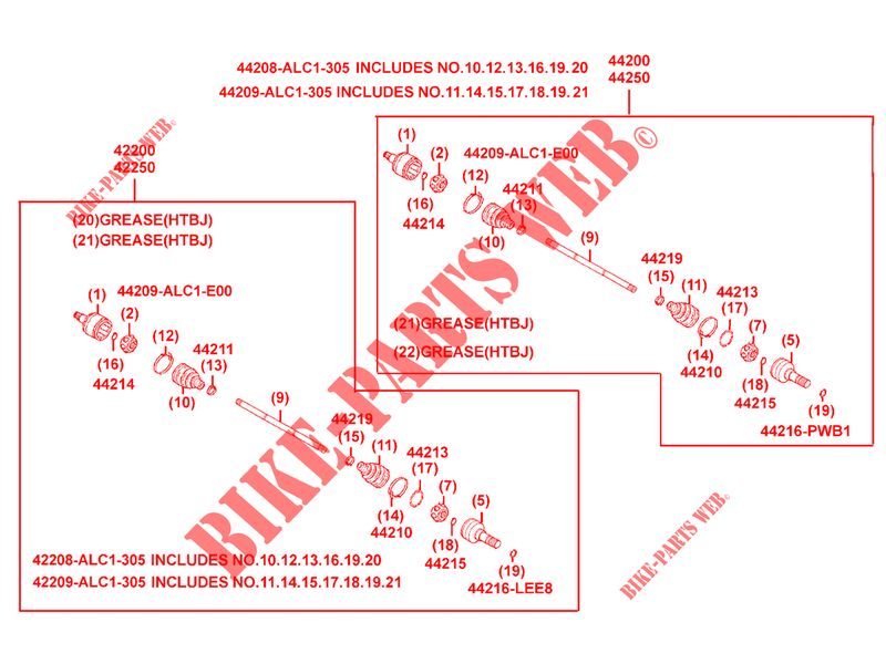 AANDRIJFAS (DETAIL) voor Kymco MXU 550I IRS 4T T3B