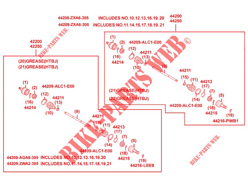 AANDRIJFAS (DETAIL) voor Kymco MXU 700I IRS 4T T3B