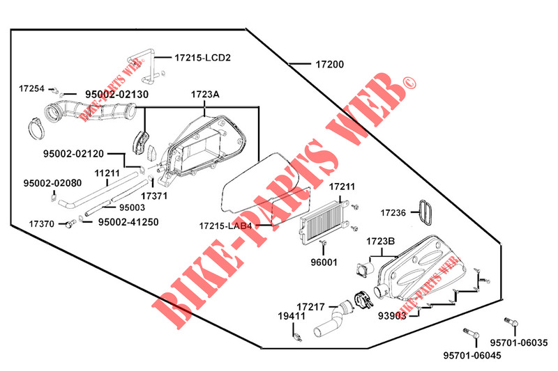 LUCHTFILTER HUIS voor Kymco AGILITY 50 16+ EURO 5