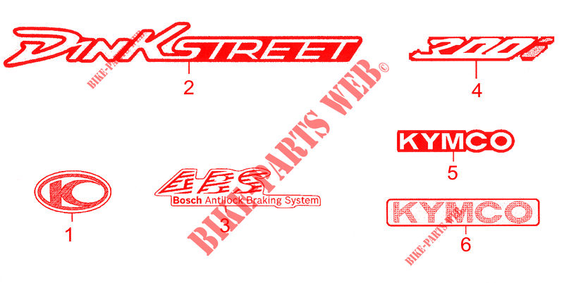 STICKERS voor Kymco DINK STREET 300 I ABS EURO III -avec warning-