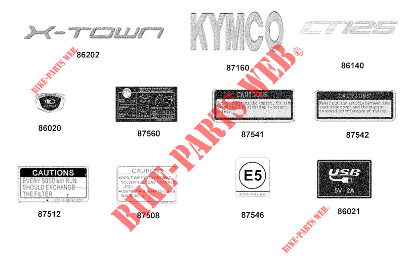 STICKERS voor Kymco XTOWN CITY 125i CBS EURO 5