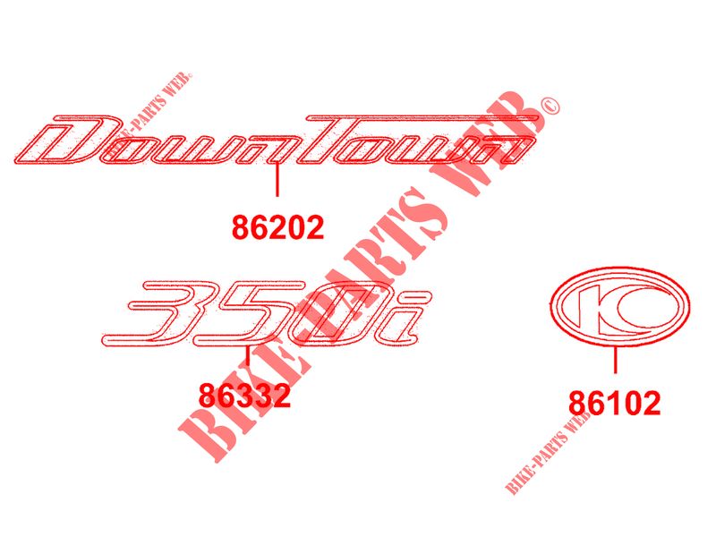 STICKERS voor Kymco DOWNTOWN 350 I ABS EURO III