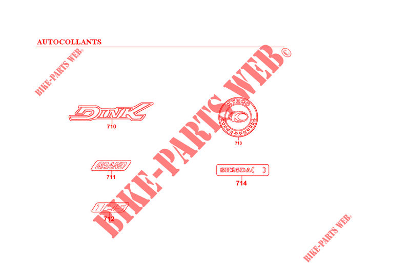 STICKERS voor Kymco GRAND DINK 125 4T EURO I