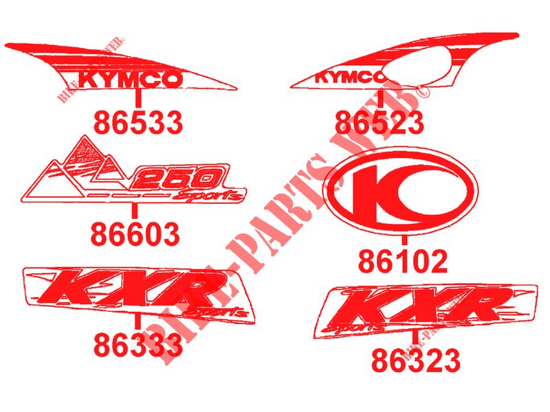 STICKERS KXR voor Kymco KXR 250 4T EURO II - MAXXER 250 4T EURO II