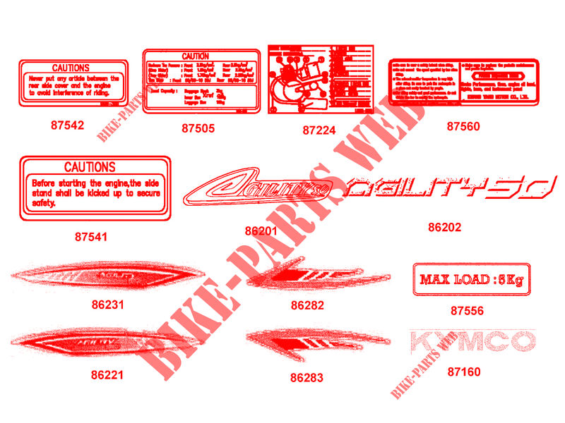 STICKERS voor Kymco AGILITY 50 12 MMC 4T EURO 2