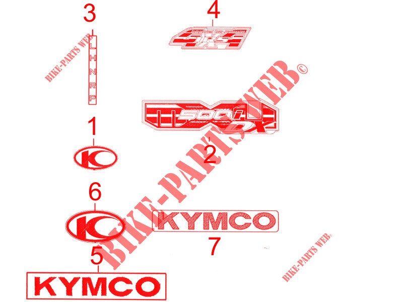 STICKERS voor Kymco MXU 500 DX IRS 4X4 INJECTION 4T EURO II