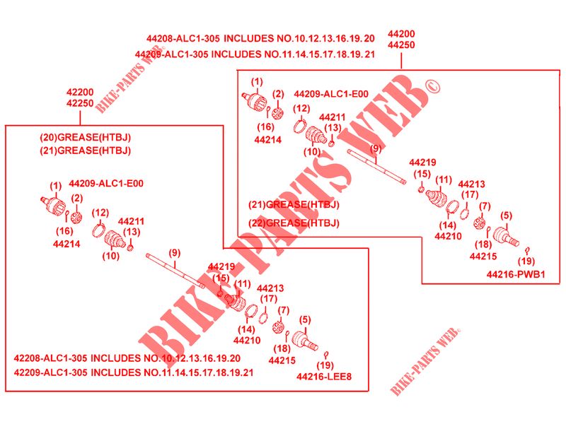 AANDRIJFAS (DETAIL) voor Kymco MXU 550 EX IRS 4X4 INJECTION 4T EURO II