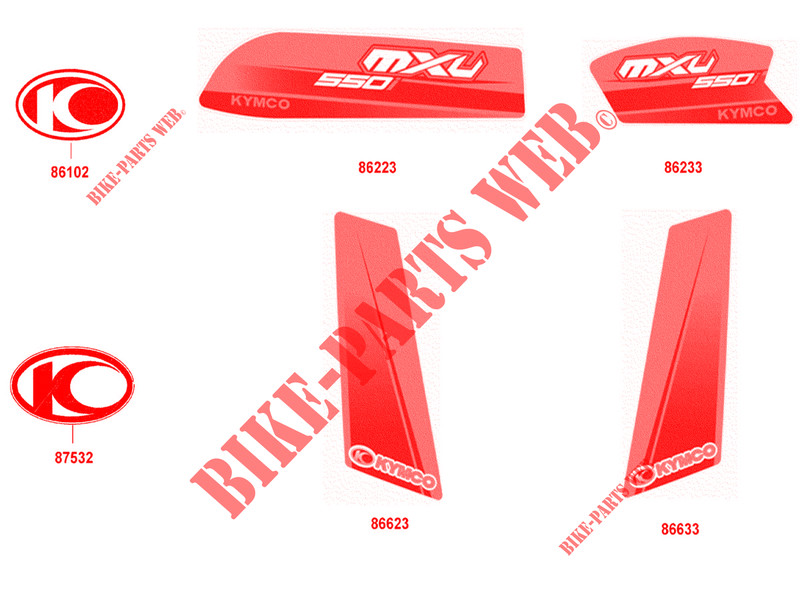 STICKERS voor Kymco MXU 550 I IRS 4X4 INJECTION 4T EURO II